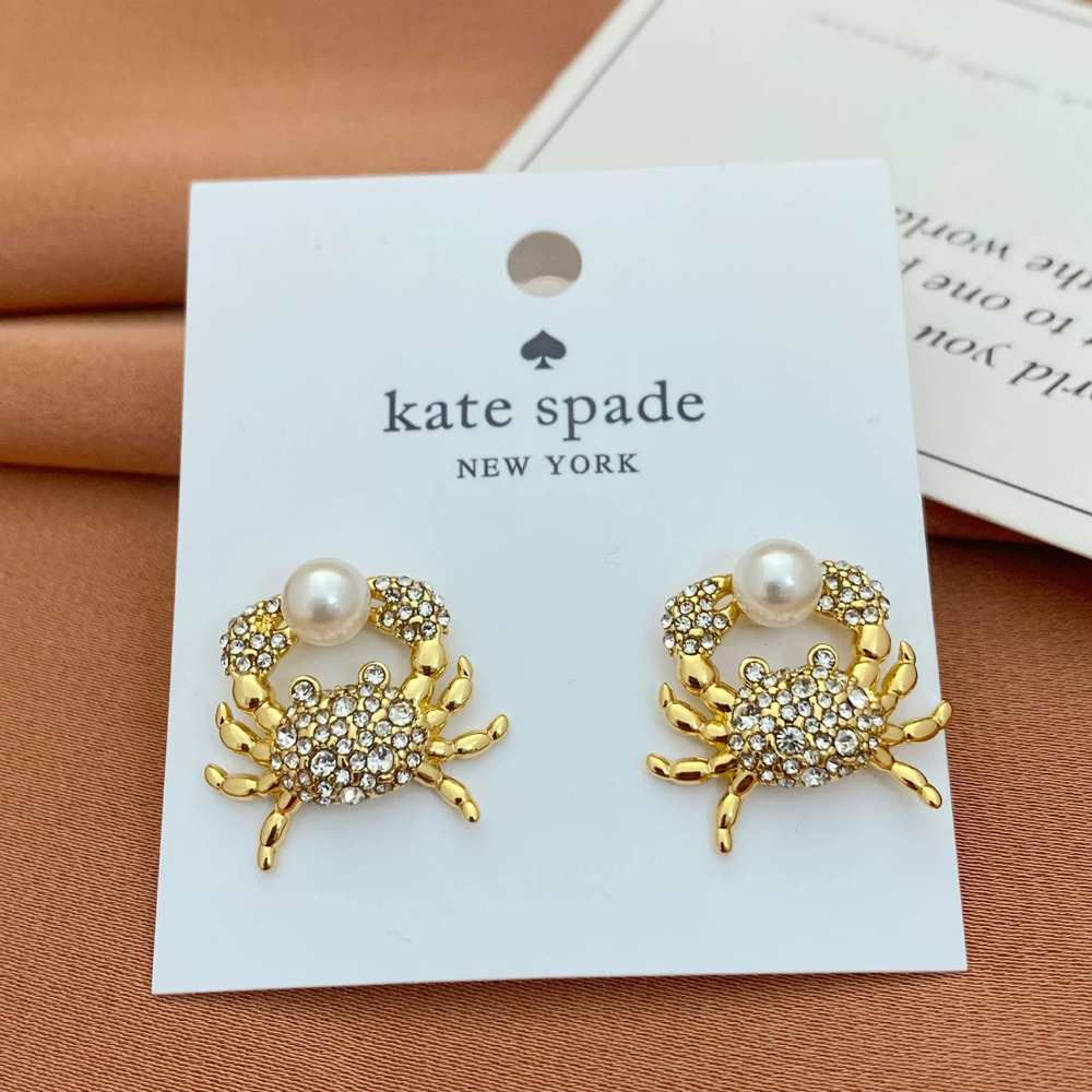 Kate SPADE Crystal Crab Stud Earrings Metal Design